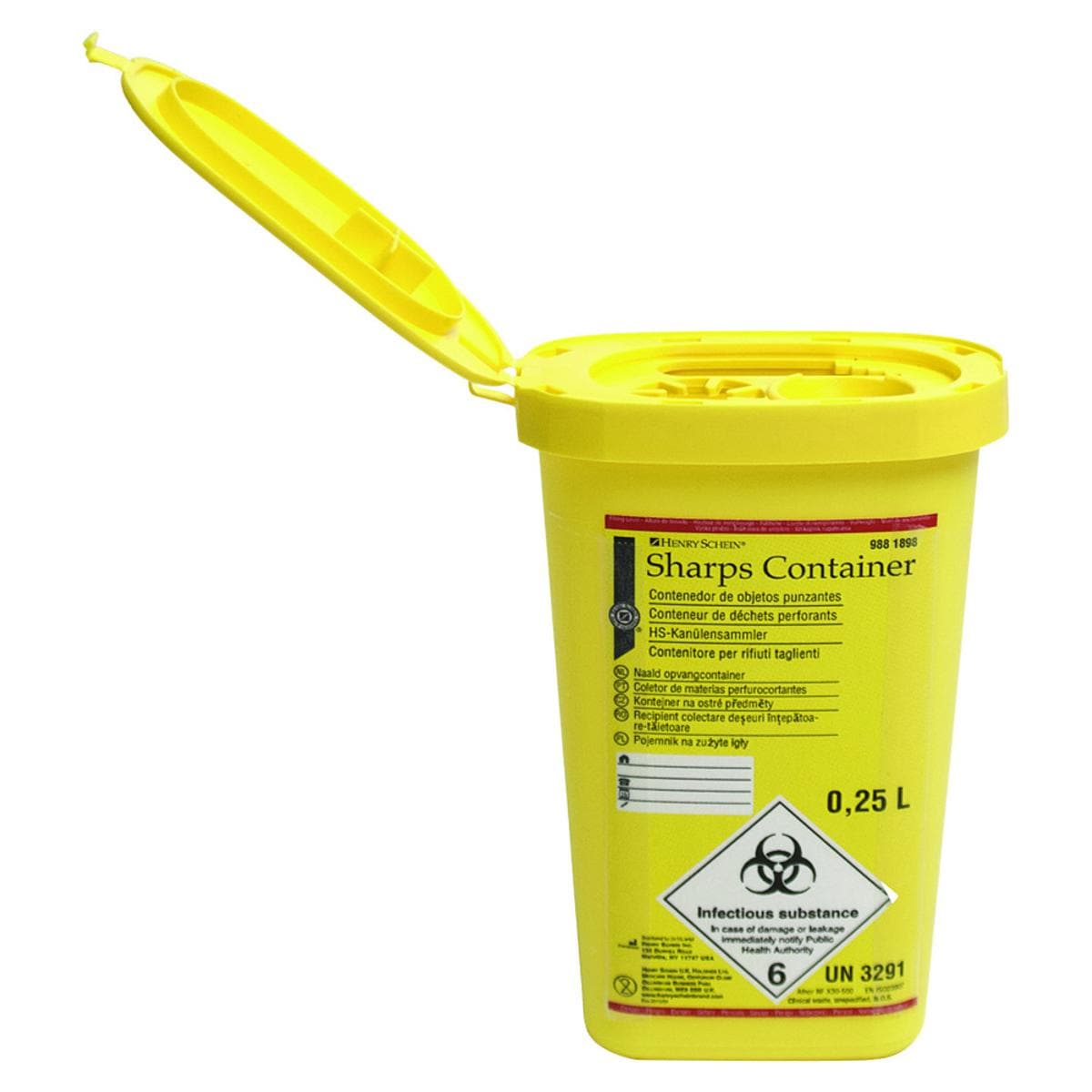 HS-Entsorgungsbehälter / Kanülensammler - 0,25 Liter, (B x T x H) 8,1 x 5 x 13 cm