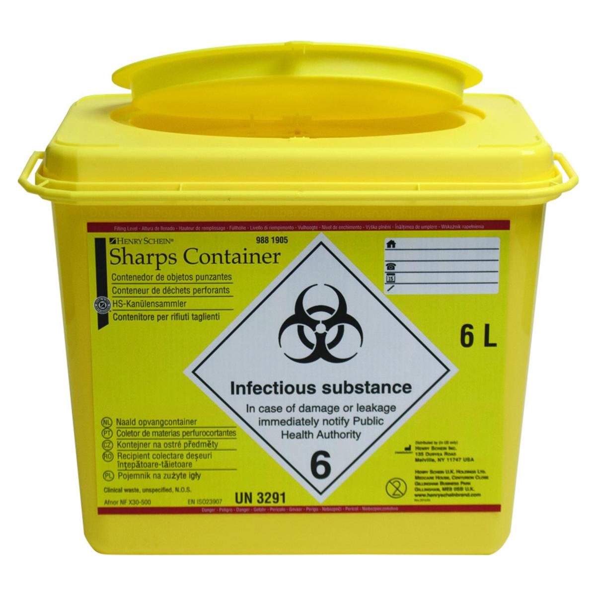 HS-Entsorgungsbehälter / Kanülensammler - 6 Liter, (B x T x H) 28 x 19 x 21 cm