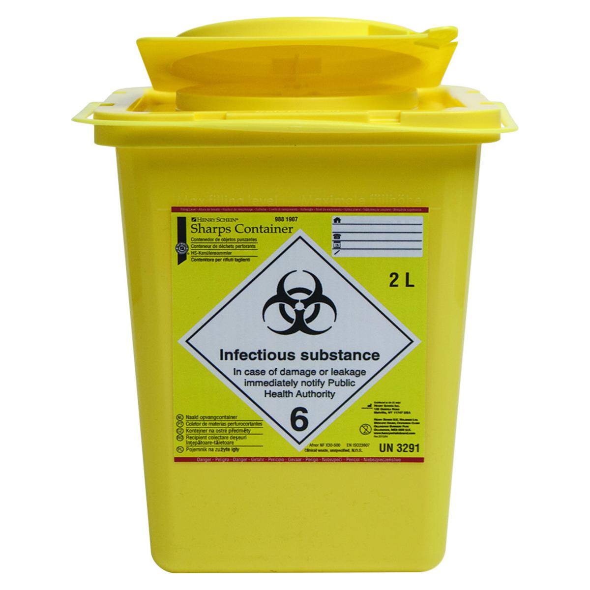 HS-Entsorgungsbehälter / Kanülensammler - 2 Liter, (B x T x H) 15,5 x 15 x 17 cm