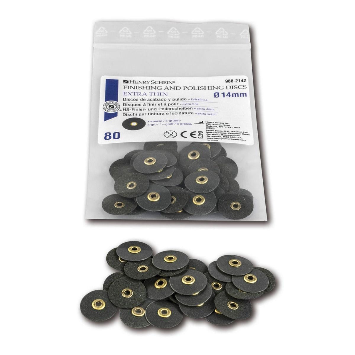 HS-Finier- und Polierscheiben extradünn - Nachfüllpackung - Dunkelgrün - extra grob, Ø 14 mm, Packung 80 Stück