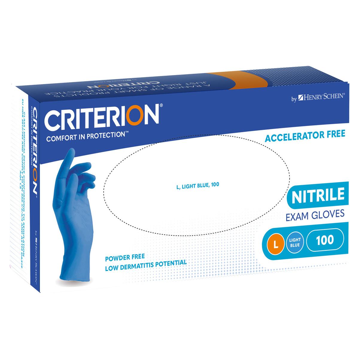 HS-Nitril Handschuhe puderfrei, blau, ohne Beschleuniger, Criterion® - Größe L, Packung 100 Stück