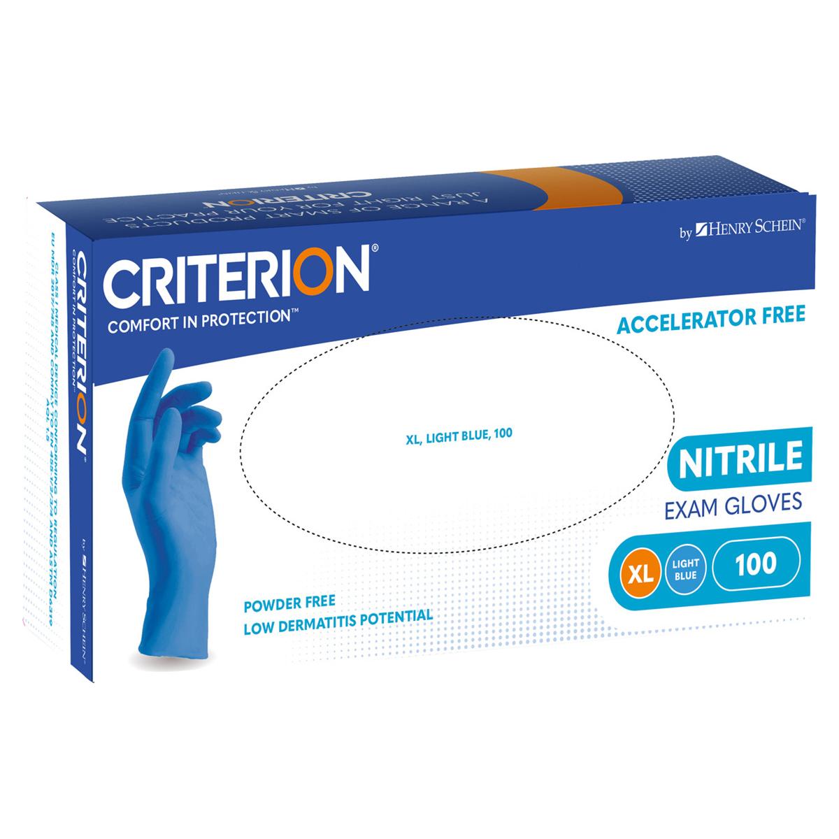 HS-Nitril Handschuhe puderfrei, blau, ohne Beschleuniger, Criterion® - Größe XL, Packung 100 Stück