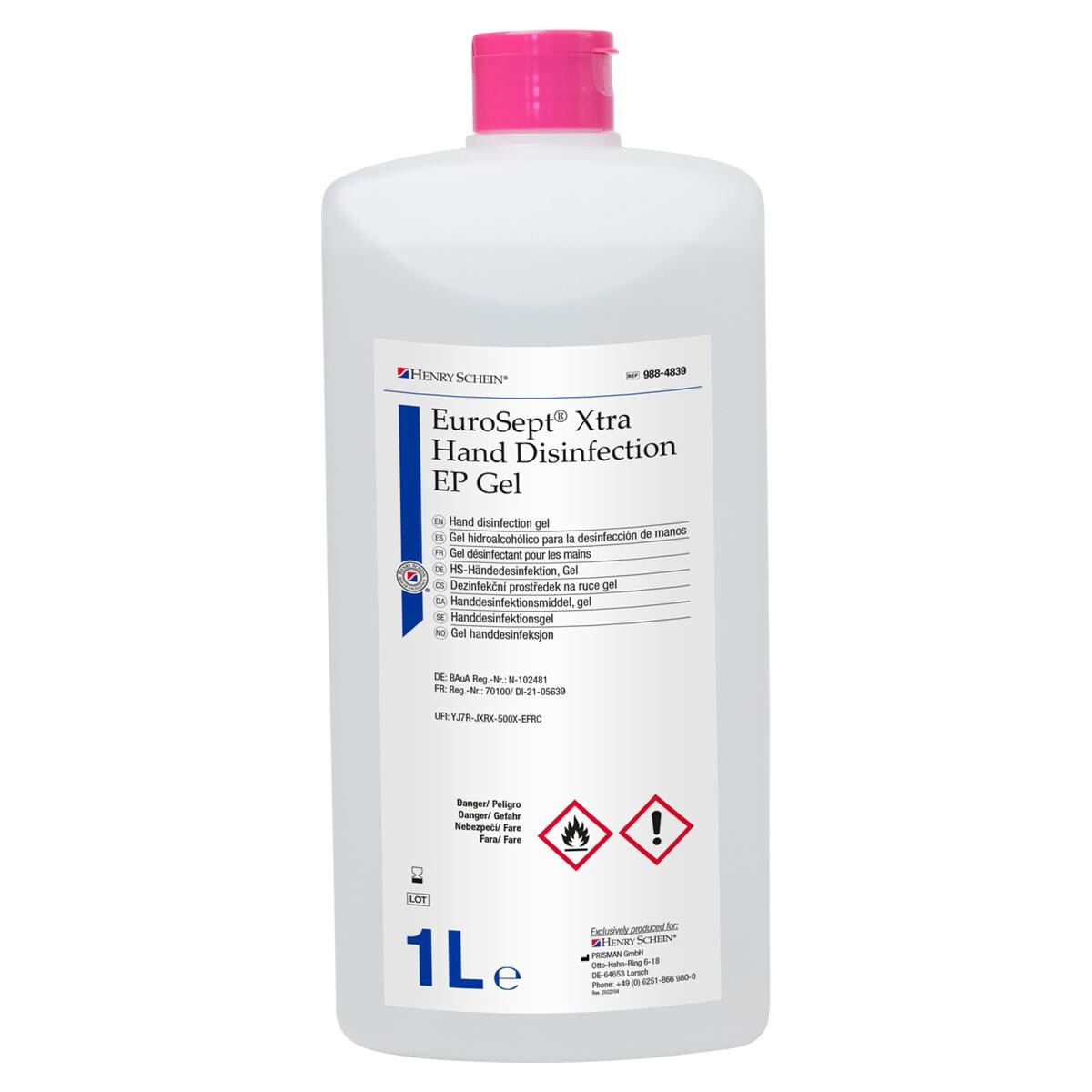 HS-Händedesinfektion Gel EuroSept® Xtra - Flasche 1 Liter