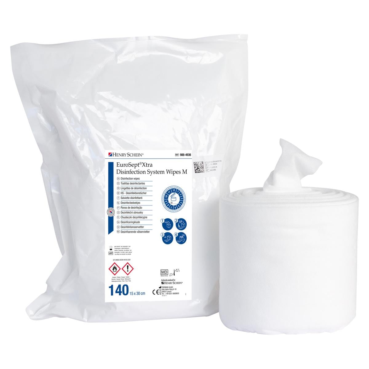 HS-Wipes Eurosept® Xtra - Größe M, Format 15 x 30 cm, Tücher 140 Stück