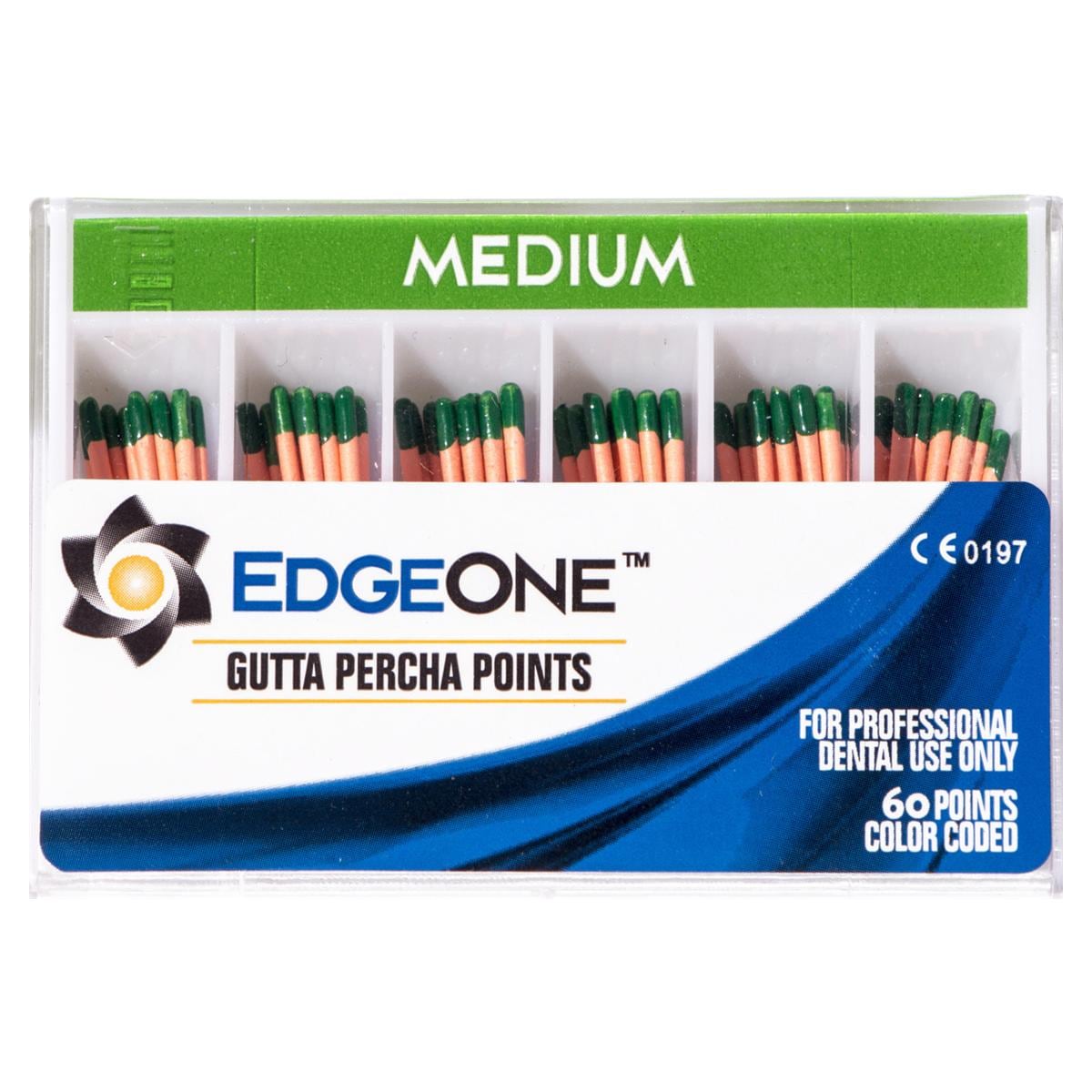 EdgeOne Fire Guttaperchaspitzen - Standardpackung - Medium, grün, Packung 60 Stück