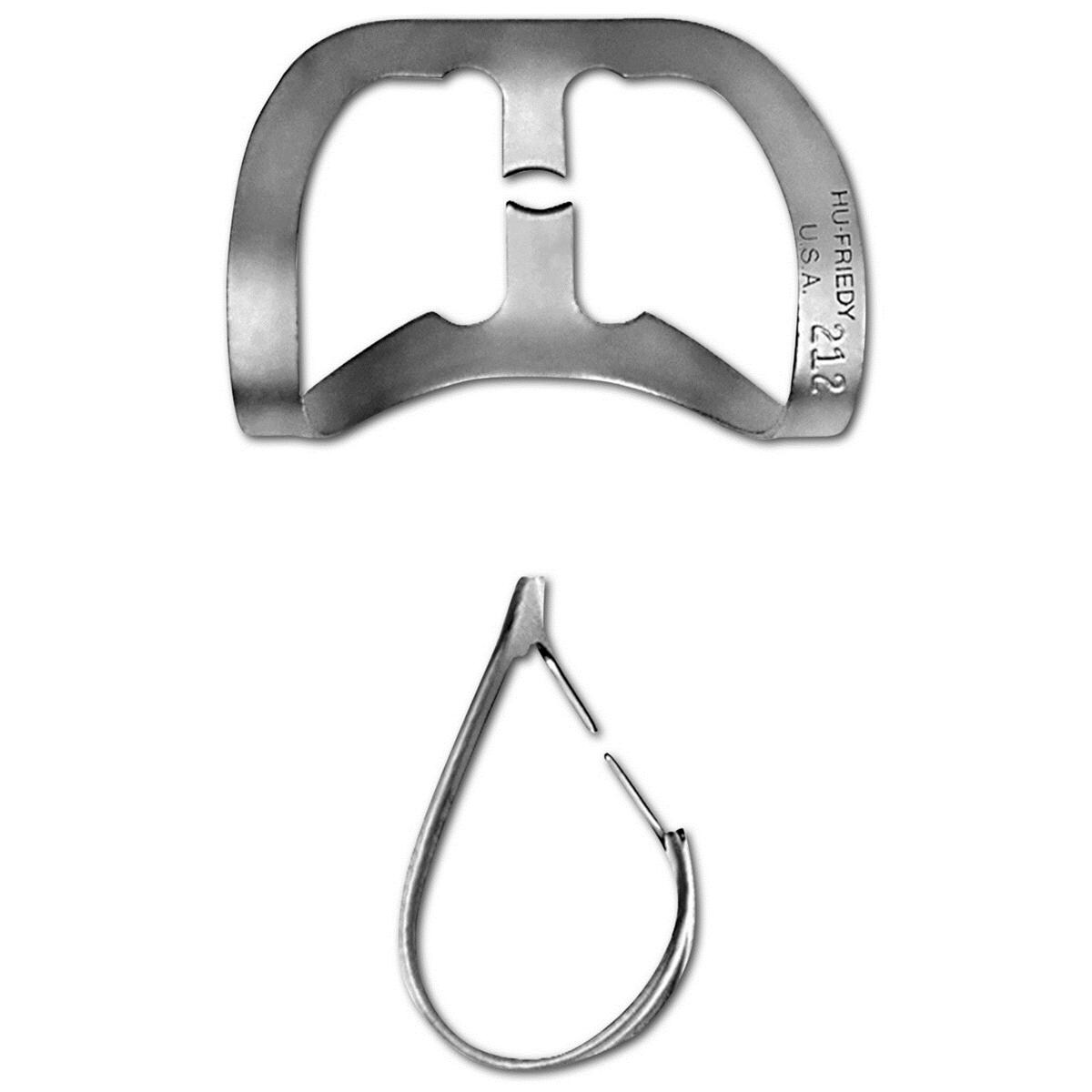 Kofferdam-Klammer - Frontzähne - Figur 212, labiale Karies